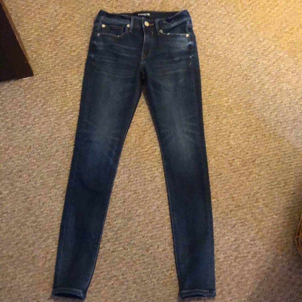 Express (mid rise jeans) size : 00, dark blue.